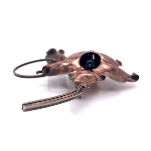 Large VTG Estate TruArt Sterling Silver & Green Stone Flower Rose Tone Brooch 36 - Picture 5 of 7